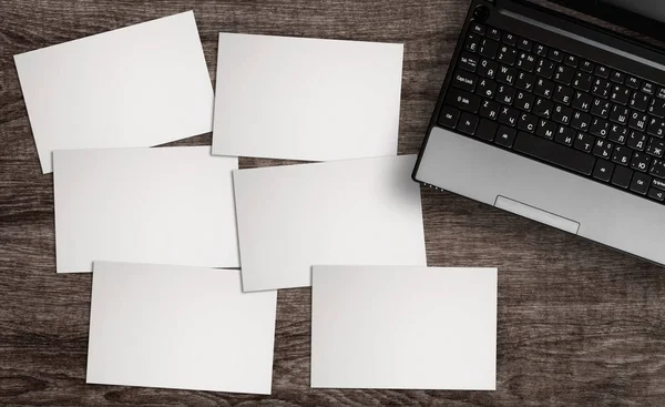 Concepto Lugar Trabajo Con Ordenador Portátil Fotografía Imagen Arriba — Foto de Stock