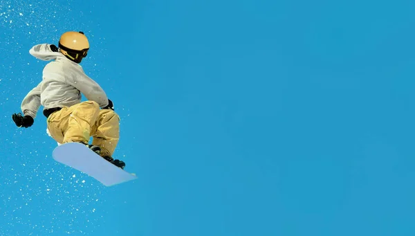 Snowboarder Salto Estremo Sport Snowboard — Foto Stock