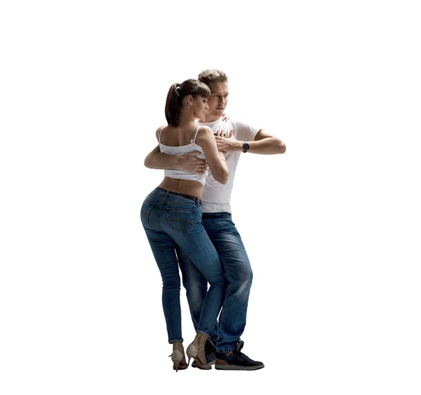 Schoonheid Paar Sociale Danse Kizomba Bachata Semba Taraxia Dansen Witte — Stockfoto