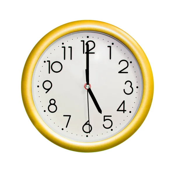 동그라미 노란색 벽 시계 — 스톡 사진