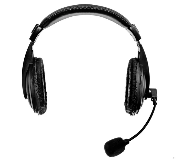 Fekete fejhallgató fehér háttér — Stock Fotó