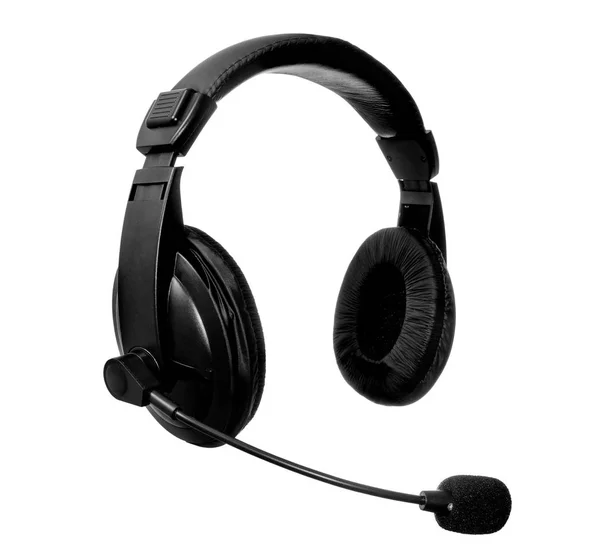 Black headphones on white background — Stock Photo, Image