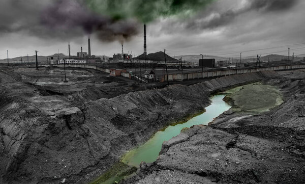 ландшафт с загрязнением окружающей среды
