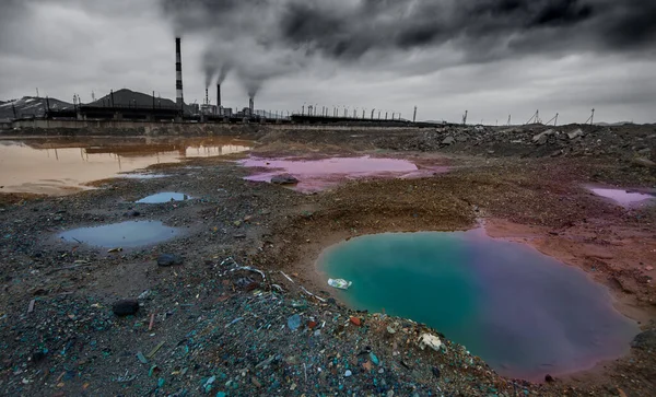 Paisagem com poluição ecológica — Fotografia de Stock