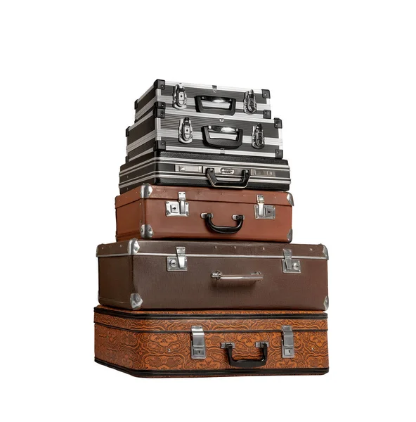 Редкий коричневый чемодан — стоковое фото