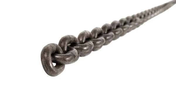 Corrente de fio de aço no fundo branco — Fotografia de Stock