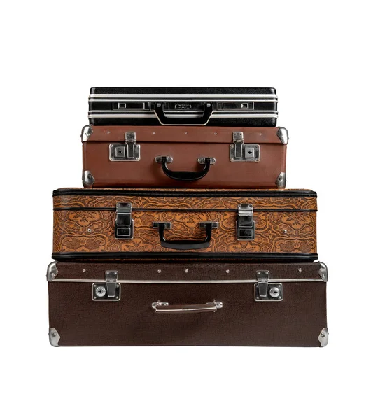 Rarity brown leather suitcase — Stock Photo, Image