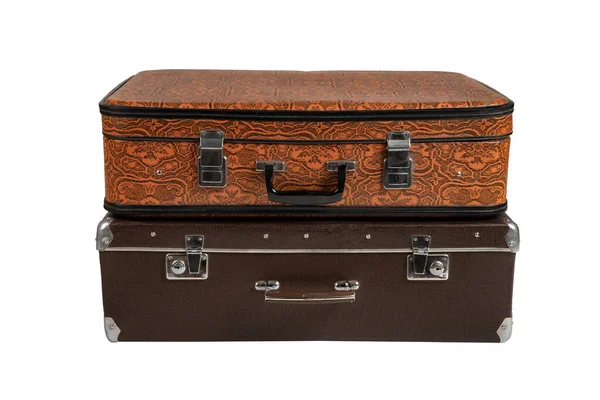 Rarity brown leather suitcase — Stock Photo, Image