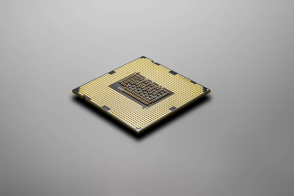 One Processor Grey Background Closeup Photo Tech Concept — Stock Photo, Image