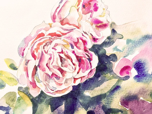 Originele aquarel schilderij abstracte rozen — Stockfoto