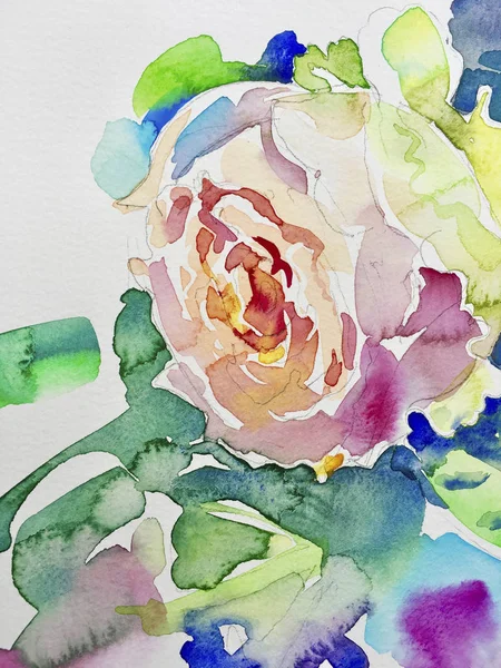 Pittura ad acquerello originale di rose astratte — Foto Stock