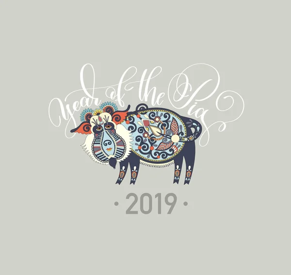 원래 새 해 포스터-2019 년 돼지의 — 스톡 벡터