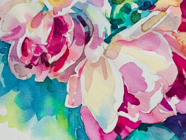 Abstract watercolor hand painting of roses — Stock Photo, Image