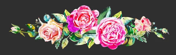 Vintage wzór z akwarela róż na białym tle rysunek — Wektor stockowy