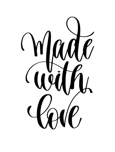 Made with love - black and white hand lettering text — Stock Vector