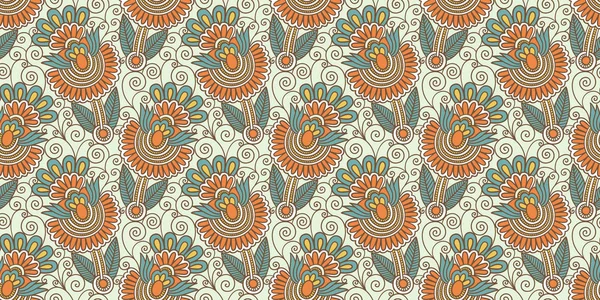 Flower seamless pattern, paisley indian design — Stock Vector