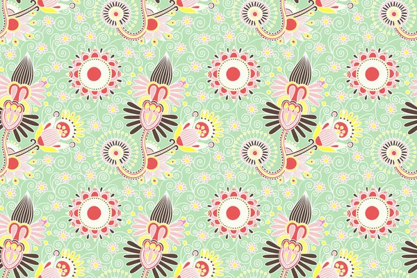 Flower seamless pattern, paisley indian design — Stock Vector