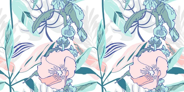 Original motif de fleurs artistiques sans couture à la mode, belle trop — Image vectorielle