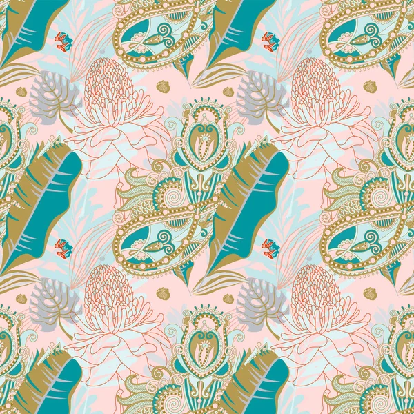 Original trendy seamless artistic flower pattern, beautiful trop — Stock Photo, Image