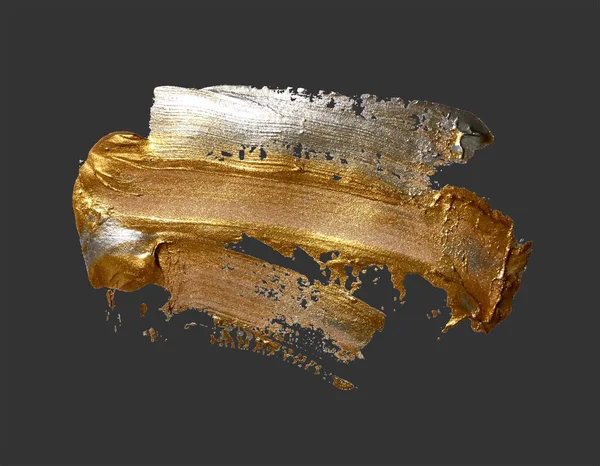 Handzeichnung Silber und Gold Pinselstrich Farbfleck isoliert — Stockfoto