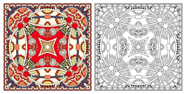 Coloring pages, coloring book for adults, authentic carpet desig — Stock Vector