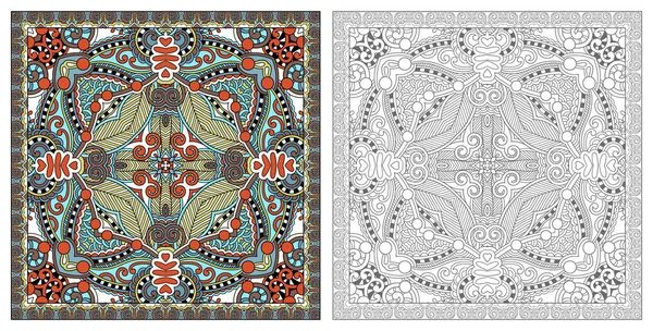 Coloring pages, coloring book for adults, authentic carpet desig — Stock Vector