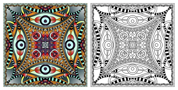 Coloriages, livre de coloriage pour adultes, désir authentique de tapis — Image vectorielle