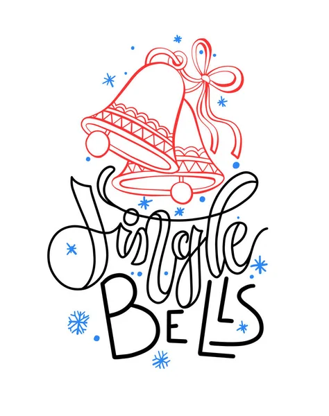 Jingle bells - vakantie hand belettering poster, viering ontwerp — Stockvector