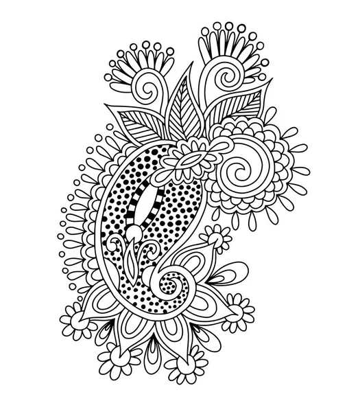 Henna paisley flower design, hand drawing decoratio — Stock Vector