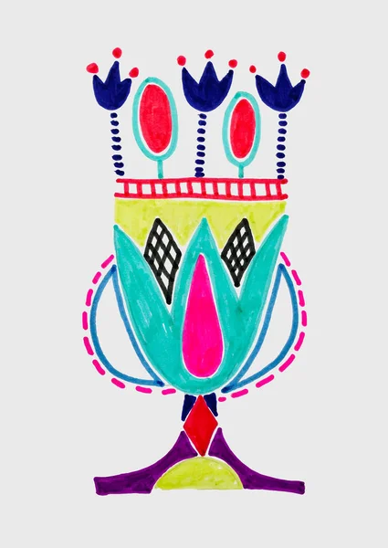 マーカー スケッチのエジプト装飾の蓮の花の描画 — ストックベクタ
