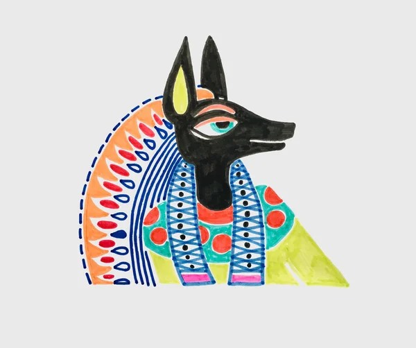 Marcador boceto dibujo del dios egipcio anubis — Vector de stock