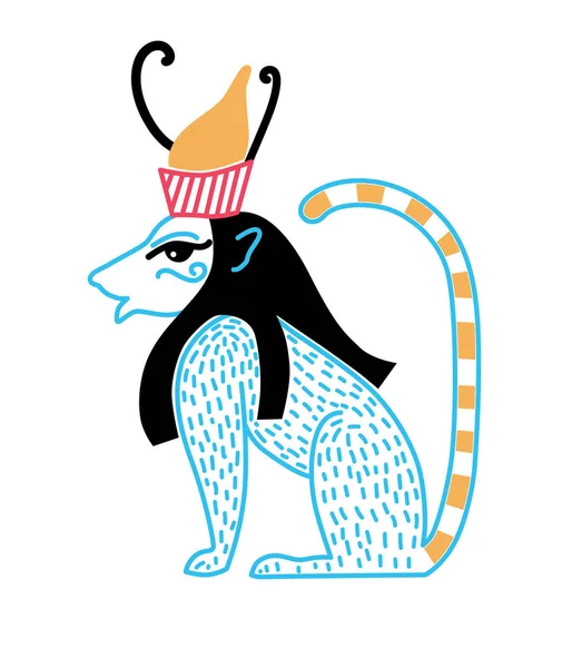 Ägyptische Gottheit in Gestalt eines blauen Löwen mit Krone — Stockvektor