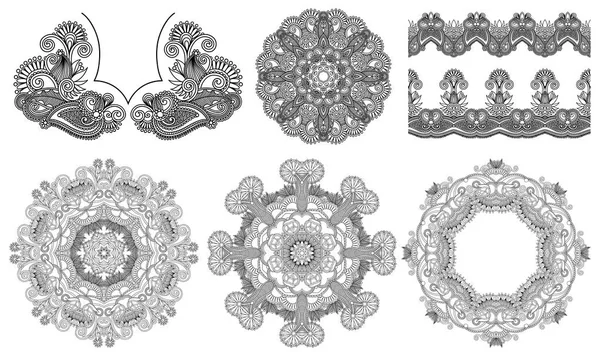 Collection d'ornements ethniques décoratifs sans couture — Image vectorielle