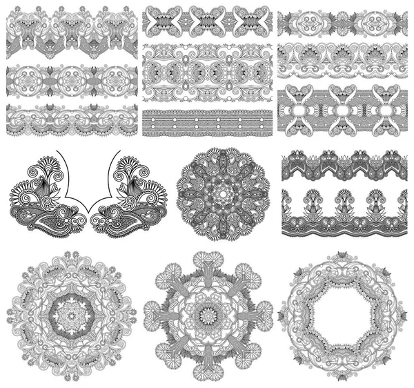 Collection of seamless decorative ethnic ornamental flora — Stock Vector