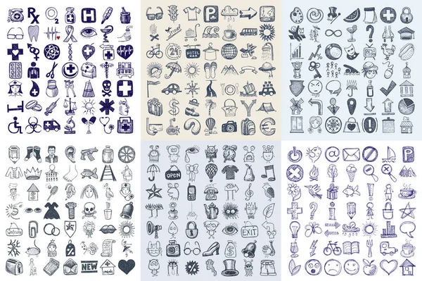 286 Hand Drawing Doodle Icon Set Vector Illustration Collection — Stock Vector