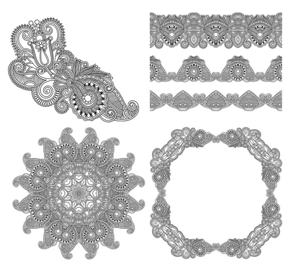 Collection of seamless decorative ethnic ornamental floral design — Stock Vector