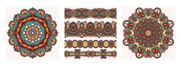 Collection de motifs floraux ornementaux ethniques décoratifs sans couture — Image vectorielle