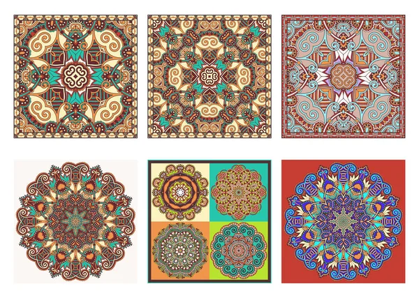 Traditional ornamental floral paisley bandanna set — Stock Vector