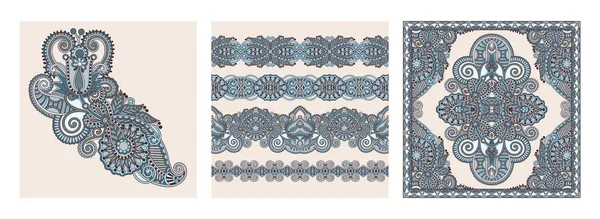 Tradicional decorativo floral paisley bandanna conjunto — Vector de stock