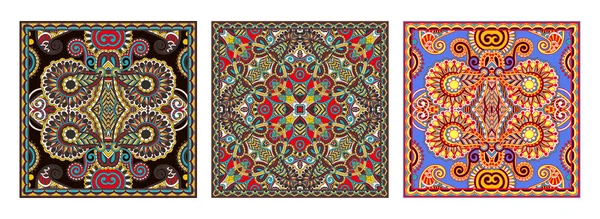 Ensemble de bandanna fleuri paisley ornemental traditionnel — Image vectorielle