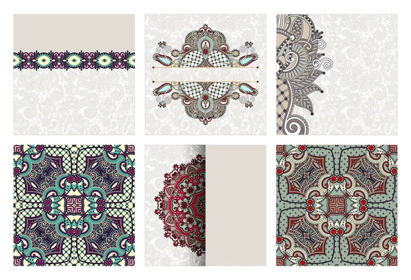 Conjunto de diseño paisley floral ornamental tradicional kalamkari — Archivo Imágenes Vectoriales