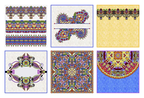 Set van traditionele kalamkari decoratieve paisley bloemdessin — Stockvector