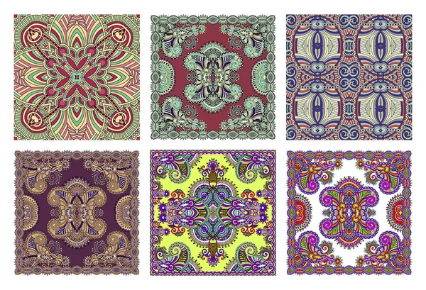 Reihe von traditionellen Kalamkari ornamentalen Blumen Paisley-Design — Stockvektor