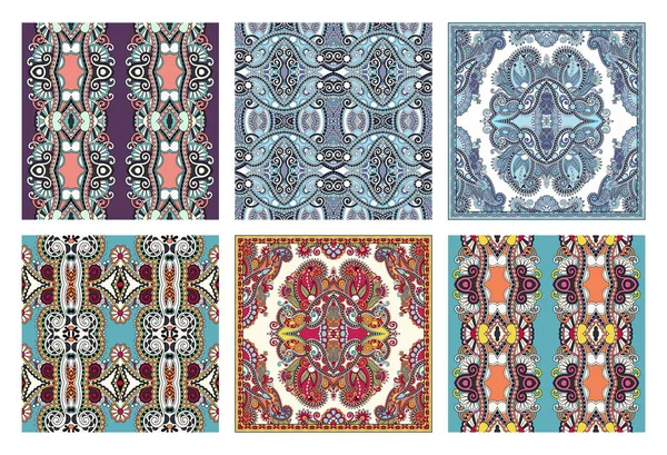 Набор ручной работы украшенные бесшовные цветочные paisley дизайн фона — стоковый вектор