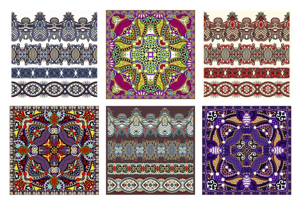 Set van traditionele kalamkari decoratieve paisley bloemdessin — Stockvector