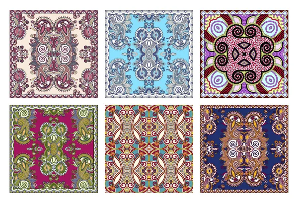 Set of traditional kalamkari ornamental floral paisley design — Stock Vector