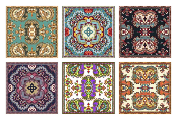 Set of traditional kalamkari ornamental floral paisley design — Stock Vector