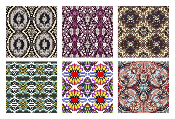 Набор ручной работы украшенные бесшовные цветочные paisley дизайн фона — стоковый вектор