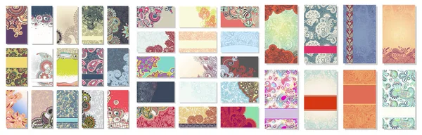 Colección de tarjetas de visita ornamentales florales coloridas — Vector de stock