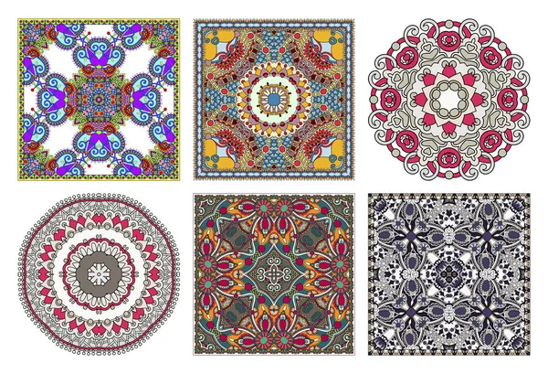 Set of traditional kalamkari ornamental floral paisley design — Stock Vector